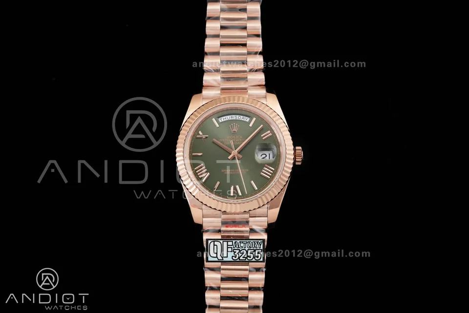 Rolex Day-Date 40 · Olive / Rose-Gold Tone