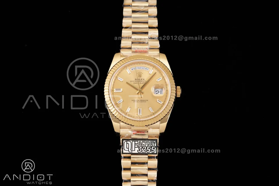 Rolex Day-Date 40 · Champagne / Crystal Markers